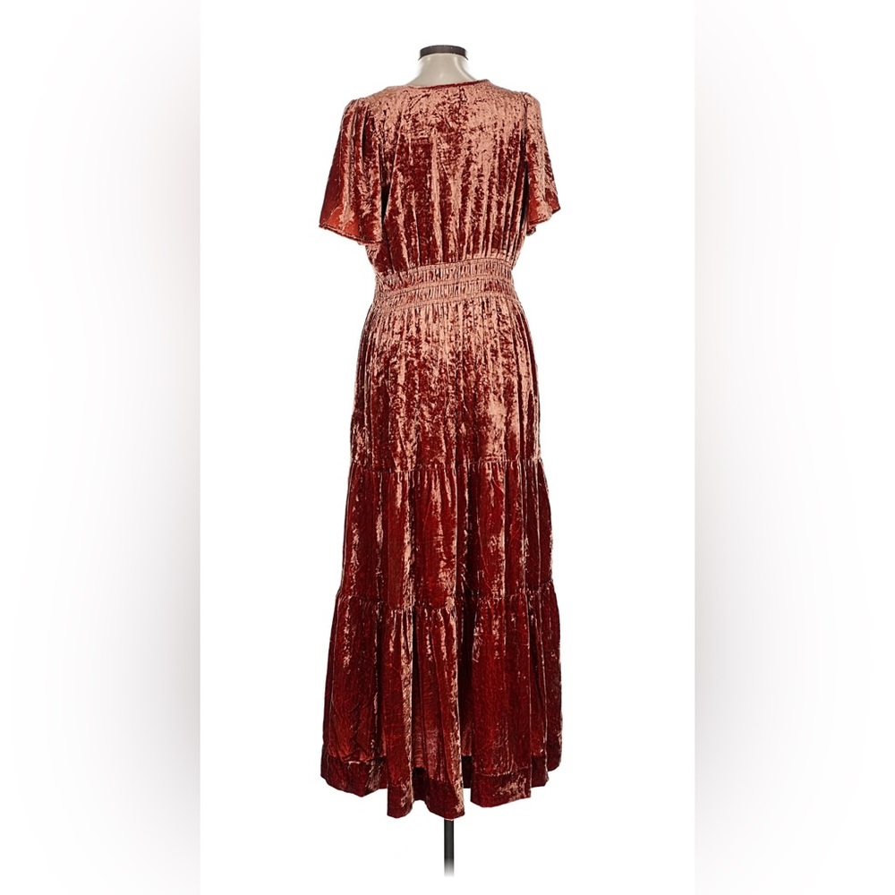 Anthropologie The Somerset Velvet Edition Maxi Dress - orange, red brown - Picture 3 of 5